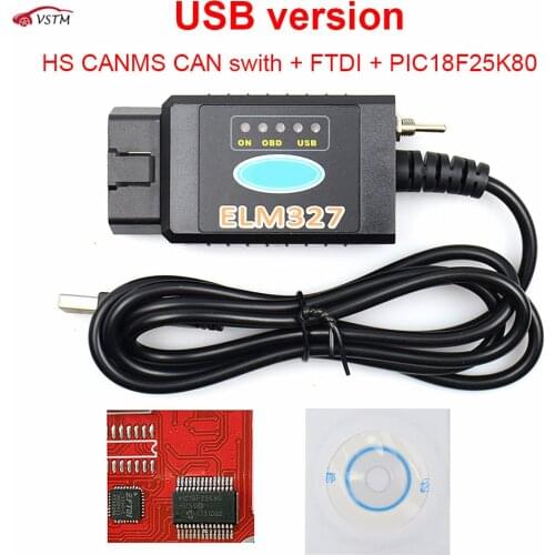 Newest ELM 327 USB Bluetooth Works on Forscan For Ford HS CAN /MS CAN V1.5 car OBD2 diagnostic Tool ELM327 USB FTDI chip for Opt