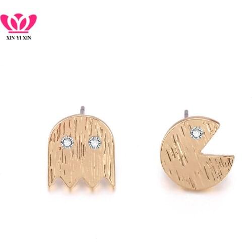 New fashion Shiny Czech Crystal Cute Cartoon Stud Earrings For Women Rose Gold/Color/Gold Different Cartoon Earring jewelry