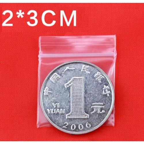 New Clear PE bags (2x3cm) resealable Poly bags zipper bag 1000pcs/lot for wholesale + free shipping