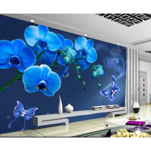 Wallpaper for walls 3 d for living room Blue wallpapers flower minimalist fashion tv background wall