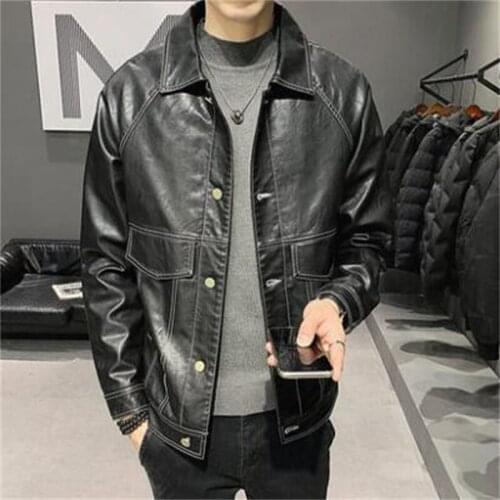 Autumn mens PU jacket leather 2021 new casual korean style black manteau homme casaco handsome youth clothes agasalho masculino