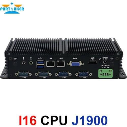 Partaker Linux Mini PC Intel J1900 Dual Lan Fanless Industrial Computer Support GPIO SIM Slot 6 RS232 COM Port For Win 7 Win 10