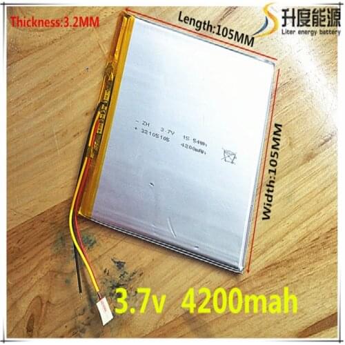 Tablet polymer battery 4200 mah 3.7V 32105105 smart home MP3 speakers Li-ion for dvr,GPS,mp3,cell phone,speak,29104104