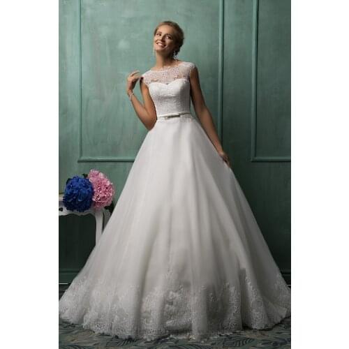 Romantic A-line Cap Sleeves Sweetheart Chapel Train Transparent Back Sheer Lace bridal gown 2018 mother of the bride dresses