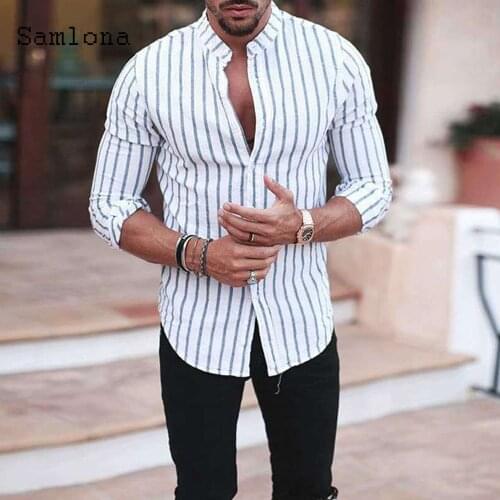 Мужские приталенные рубашки Samlona China At AliExpress