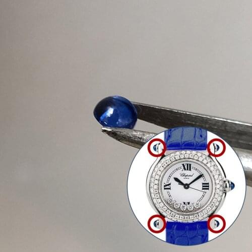 Blue zircon sapphire crystal for Chopard Happy Diamonds 27829 quartz watch