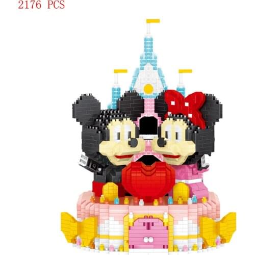Mickey Minnie mouse Wedding custom cake Jewelry box classic creators cartoon figures micro diamond blocks model bricks toys gift