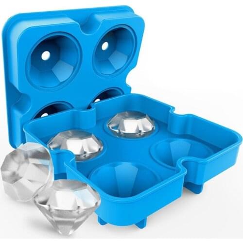 Silicone Diamond Ice Cube Tray Mold Diamond Shape 4 Grids Ice Cream Maker Mould Fruit Cube Molds Party Bar Tools AX0421