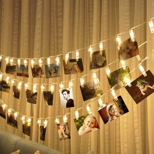 Modern Fairy Card Photo Holder Clips Hanging Lamp LED Wedding Birthday Holiday Lighting Ceiling Pendant Home Decor Wall Light