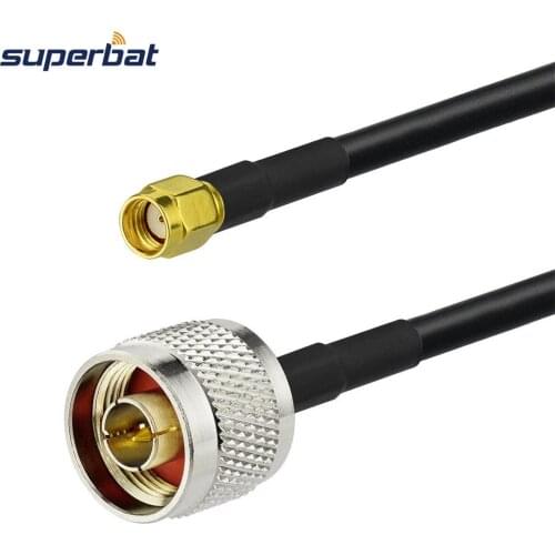 Superbat RP-SMA Cable N Type Straight Plug to RP-SMA Straight Male KSR195 Cable 500cm for GSM 3G 4G GPS WIFI WLAN Router Antenna