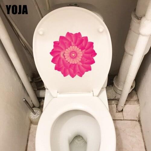 YOJA 22.5*22CM Creative Artistic Gradient Red Flowers Home Room Wall Decor WC Toilet Seat Stickers T1-0505