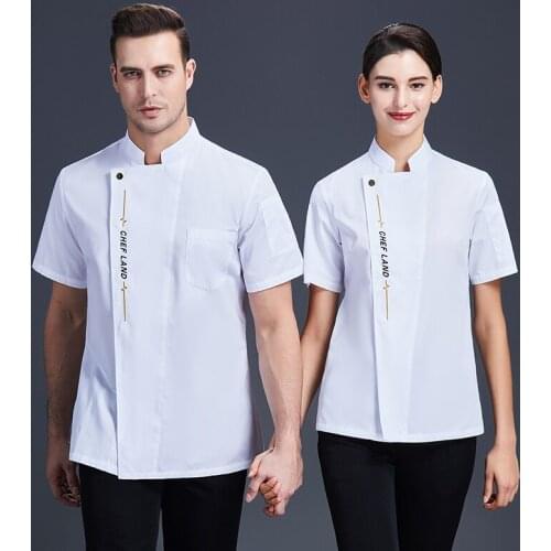 2021 Man Women Short Sleeve Chefs Uniform Kitchen Chef Jacket Restaurant Catering Hotel Cooking Cook Coat Pastry Workwear Shirt