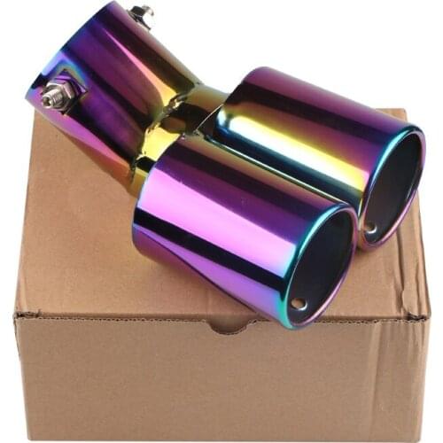Universal Car Dual Outlet Car Exhaust Tip Stainless Steel Slant Rolled Edge Auto Muffler Silencer Car Exterior Supplies