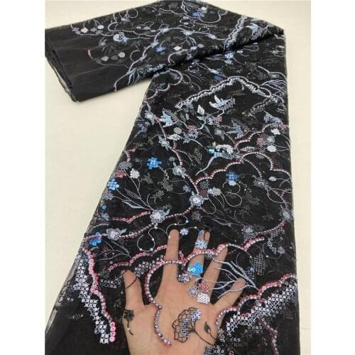 XIYA French Lace Fabric High Quality 2021Nigerian Embroidered Mesh Tulle Lace Fabric For Women wedding Dress NI5027-2