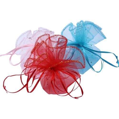 100pcs/lot)Round organza bag gift bag sweet bag wedding pouch for sale