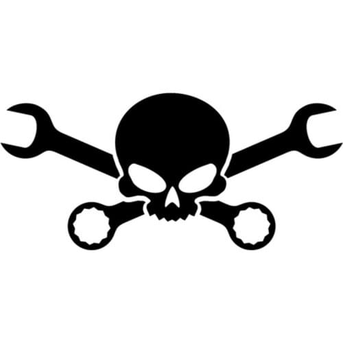 13cm*6cm Skull Cross Wrench Pirate Tool Vinyl Car-Styling Car Sticker Window Decal Black/Silver S3-4683