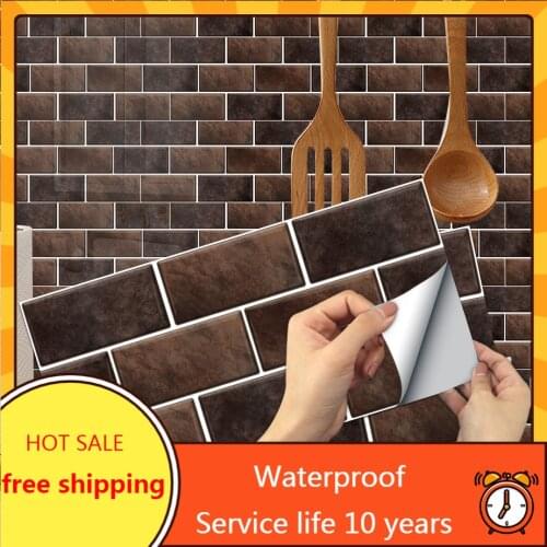 6Pcs 3d Peel and Stick Tile Backsplash Imitation Tiles Wall Sticker PVC Backsplash Waterproof for Kitchen Bathroom Living Room