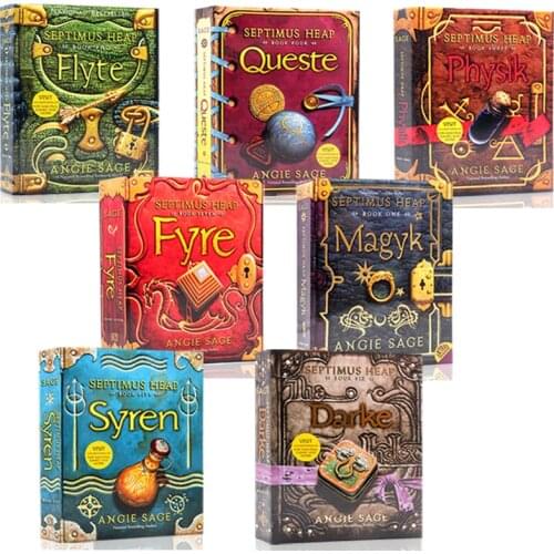 7 Books Septimus Heap ANGIE SAGE Magyk Flyte Physik Queste Syren Darke Fyre Kids Child Magic Fantasy Fiction Novel English Book