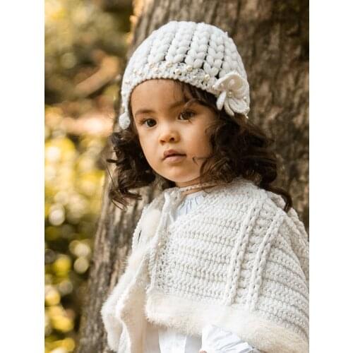 X026 Kids Knitting Hats Hand Hook Flower Childrens Hat Autumn and Winter Korean Ear Protection Warm Wool Knitted Woolen Cap