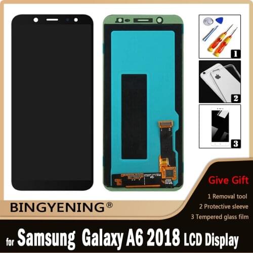 For Samsung Galaxy A6 2018 A600 A600F A600FN SM-A600FN/DS Full LCD Display Screen Touch Digitizer Assembly with Frame Replace