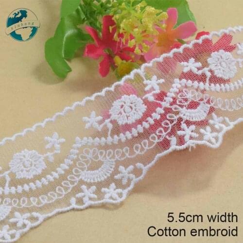 5yards 5.5cm width Cotton embroid lace sewing ribbon guipure trims fabric dolls lace DIY Garment Accessories wedding lace#3378