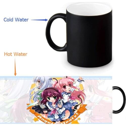 Custom Magic Mugs Angel Beats Coffee Milk Hot Cold Heat Sensitive Color Changing Black and White 12 Oz Ceramic Mug