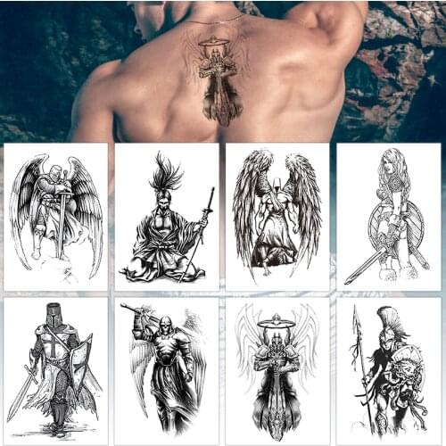 Cool Spartan Warrior Temporary Tattoos Sketchs For Men Boys Ancient Gladiator Fake Waterproof Big Arm Tattoo Stickers Ares Mars