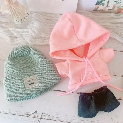 20CM Star Doll Xiaozhan Same Red T-shirt Cap Jeans Pant Plush Toy Clothes Suit Accessories(No Doll)