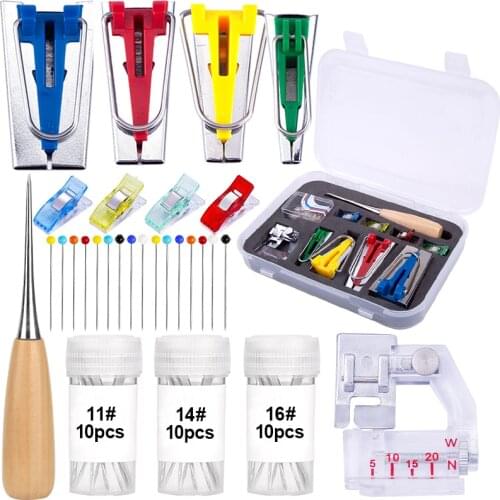 LMDZ 30Pcs 6/12/18/25mm Fabric Bias Tape Maker Tool Kit DIY Quilting Sewing Binding Tool Sewing Accessories Making Supplies