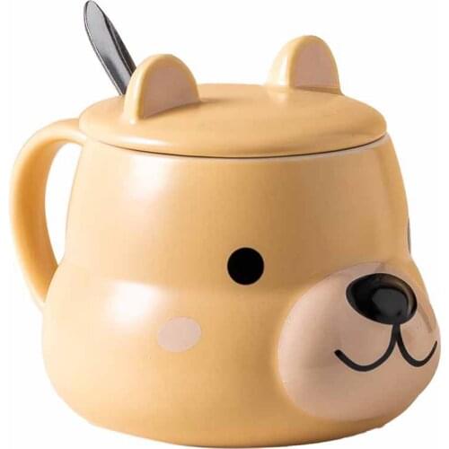 Cartoon Cute Animal Ceramic Mug with Cover Daily Necessities Department Store Water Cup Set Small Gift
