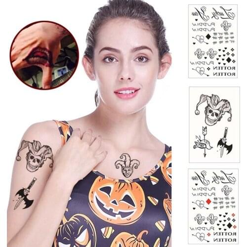 Halloween stickers face temporary tattoo face vampire tattoo stickers festival skull tattoo neck body art fake tatoo girls boys