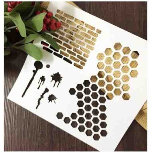Wall Ink Honeycomb Scrapbooking tool card DIY album masking spray painted template drawing stencils laser cut template 80711169