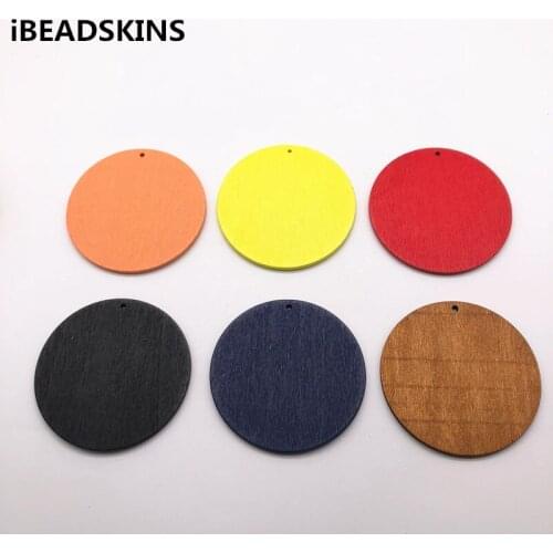 New arrival! 60mm 50pcs/lot Environmental Paint coin-shape Wood charm For Earring parts Earring handmade jewelry DIY making