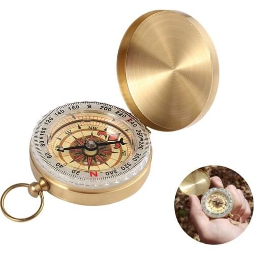 Portable Camping Hiking Compass High Quality Pure Copper Clamshell Luminous Compass Outdoor Activities Pointing Guide Tools