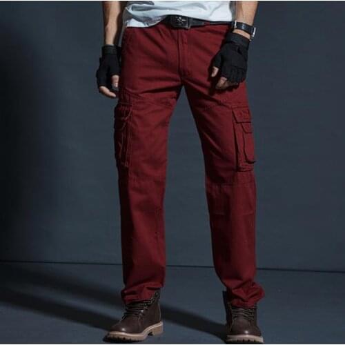 Straight Cargo Pants Loose Casual Mens Baggy pants Plus Size 38 Joggers Mens Seasons Trousers Bottoms Tide Red jogger