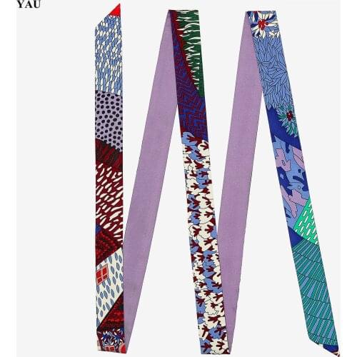 "Across the field" Luxury Brand Long Skinny Scarf Fashion Head Scarves For Ladies Silk Scarf Women 200cm Bag Ribbons Female Belt