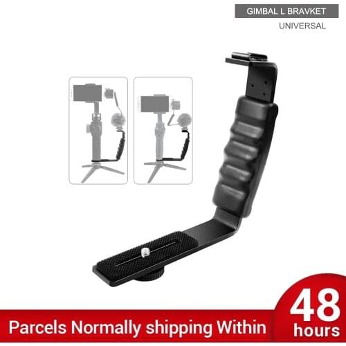 Handle Grip Mount L Type Bracket W/ Cold Shoe 1/4 Adapter Mic Stand for Zhiyun Smooth Q2 4 DJI OSMO Mobile 3 Gimbal Stabilizer