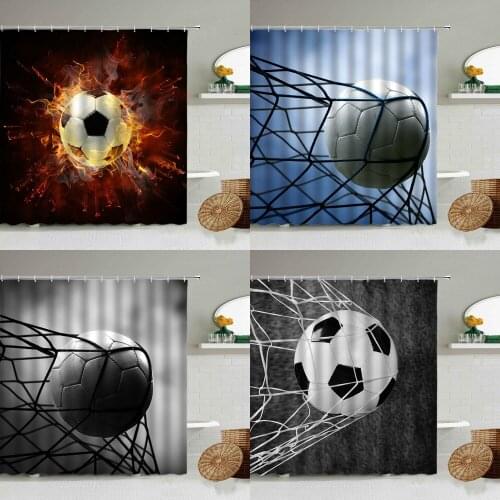 Football Printing Shower Curtain Creative Design Bathroom Waterproof Polyester Curtains with Hook Home Decoration partition