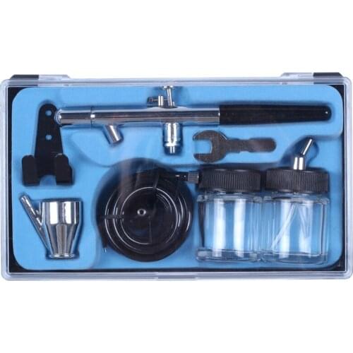 Siphon Feed Dual Action 0.35Mm Airbrush Kit Spray Tool Air Brush For Makeup Cake Art Painting Temporary Body With A Complete Tra