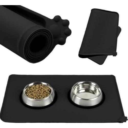 Silicone Pet Feeding Mat Non Slip Pet Food Mat Dog Bowl Place Mat with Cute Little Paw