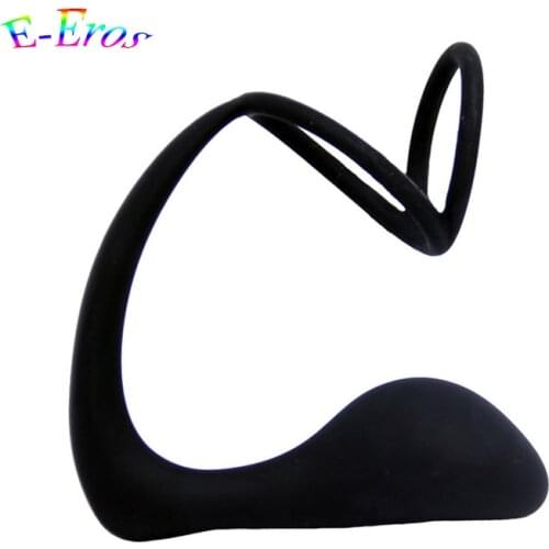 ORISSI Anus Toys Silicone Prostate Massager Dual Delay Lasting Cock Ring Anal Sex Toys Butt Plug for Men Adult Erotic Anal Toys