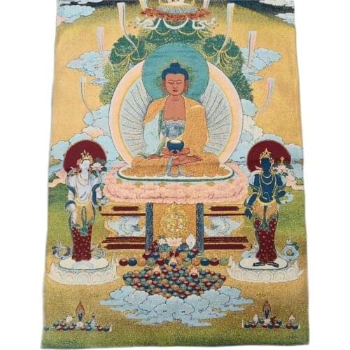 Tibet Nepal Thangka portrait brocade painting silk religion Thangka embroidery figure Buddha Decoration