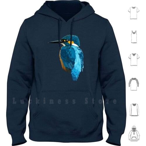 Kingfisher Hoodie Long Sleeve Kingfisher Bird Nature Vector Blue Nature Art King Nature Addict