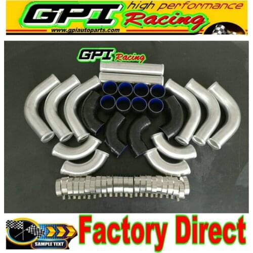 2.25" INCH 57mm UNIVERSAL12 PCS ALUMINUM INTERCOOLER TURBO PIPE PIPING KIT HOSE