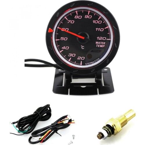 60MM 2.5Inch 12V 20-120 Degree Celsius Universal Car Motor Gauge Water Temperature Meter Black Shell with Red & White Lighting