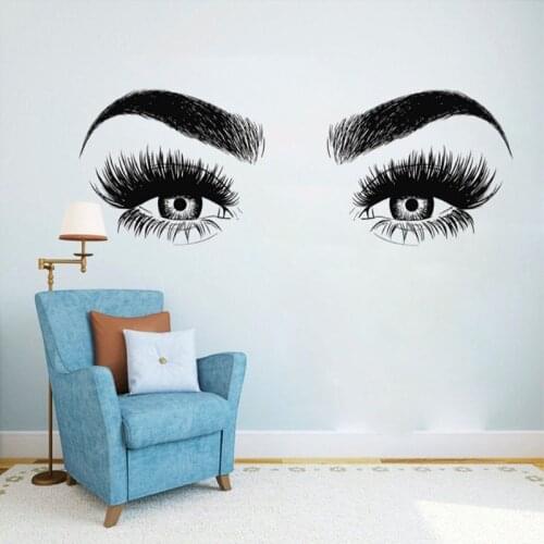Beauty Salon Wall Sticker Eyes & Eyelashes Girl Bedroom Removeable Art Vinyl Decal Living Room Home Decoration Poster N26