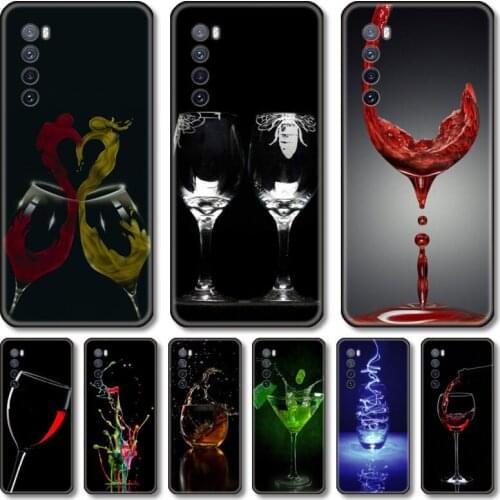 Wine glass Phone Case For Huawei Nova 2 3 4 5 6 7 8 SE i E Pro Lite black cell shell