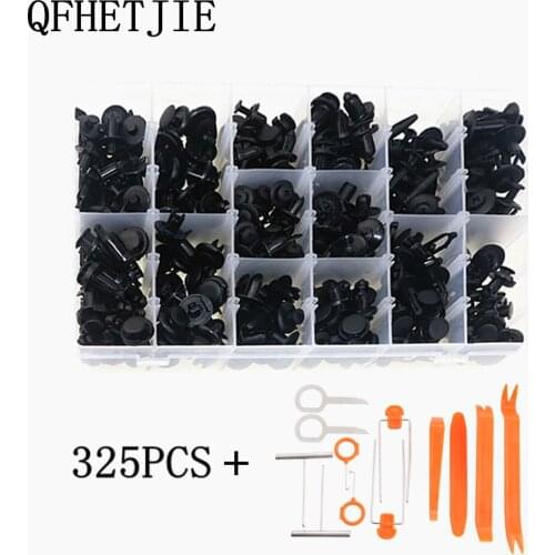 QFHETJIE 15 kinds of 325PCS hybrid car fender bumper rivet fixing clip fasteners, with box and tools Honda Toyota Lexus Audi For