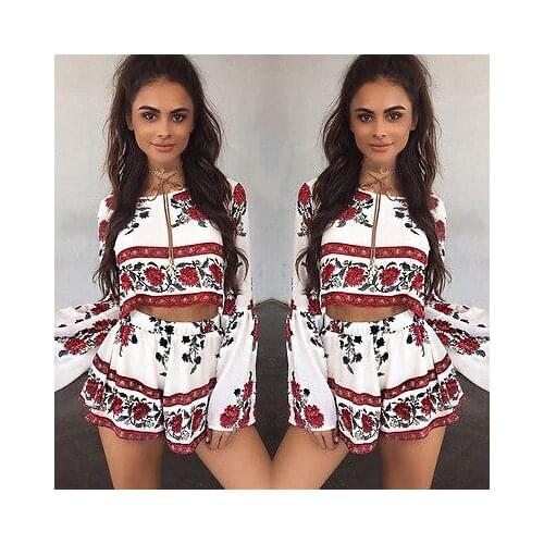 Womens Holiday Mini Playsuit Ladies Summer Beach Dress Ladies Women Print Daily Casual Dresses Two Pieces Size 6 - 14