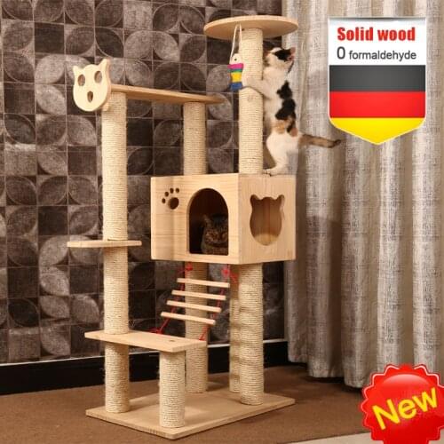 0 Formaldehyde Cat Climbing Frame Solid Wood Cat Litter Cat Tree One Cat Scratch Column Cat Toy Cat Jumping Platform Cat House